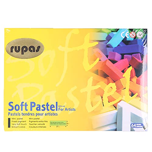 64-Color Soft Dry Pastel Chalk Set - Square Non-Toxic Art Chalks for Kids & Adults - Perfect for Drawing, Sketching, and Chalkboard Art