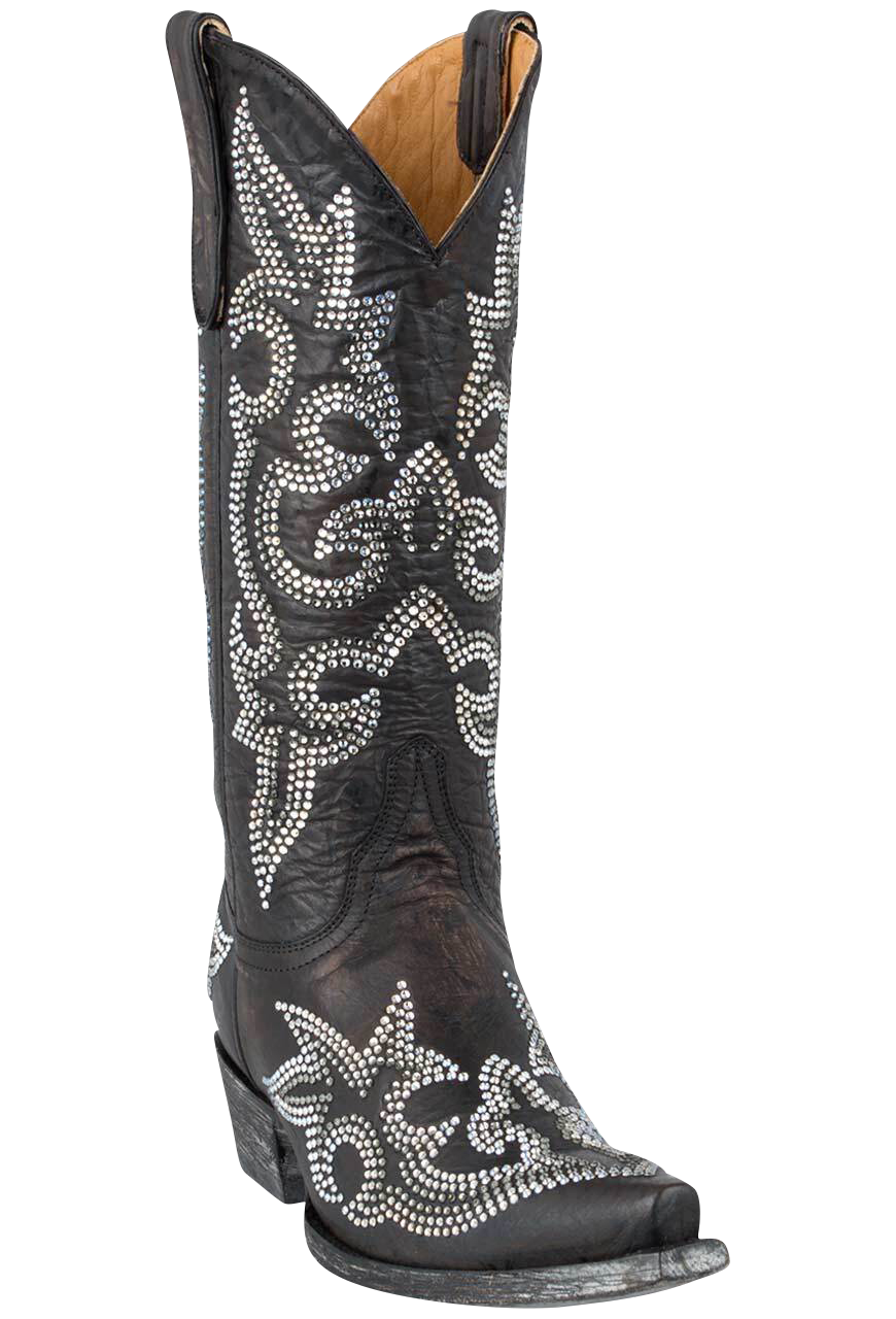 Old Gringo Crystal Diego Cowgirl Boots - Dark Brown Western Boots for Women | Handmade Leather Cowgirl Boots with Crystal Accents | Perfect for Rodeo, Country Dancing & Western Fashion