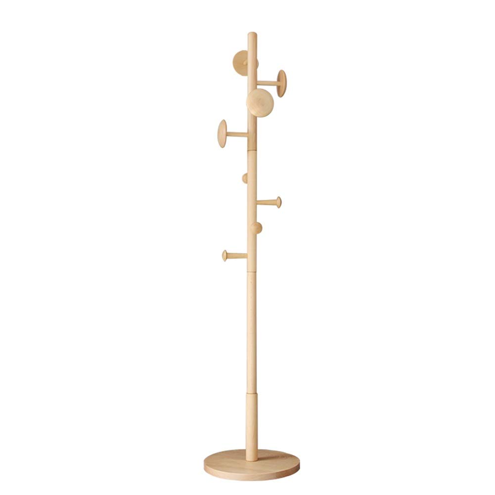 Solid Wood Coat Rack Stand - Hat & Clothes Hanger for Bedroom & Entryway