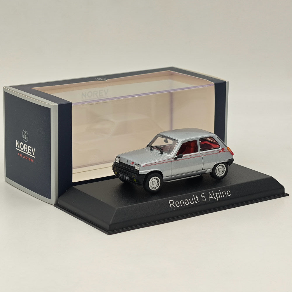 1/43 Scale Norev Renault 5 Alpine 1980 Diecast Model Car - Limited Edition Silver Collectible - Perfect for Car Enthusiasts, Display Cases & Vintage Model Collections