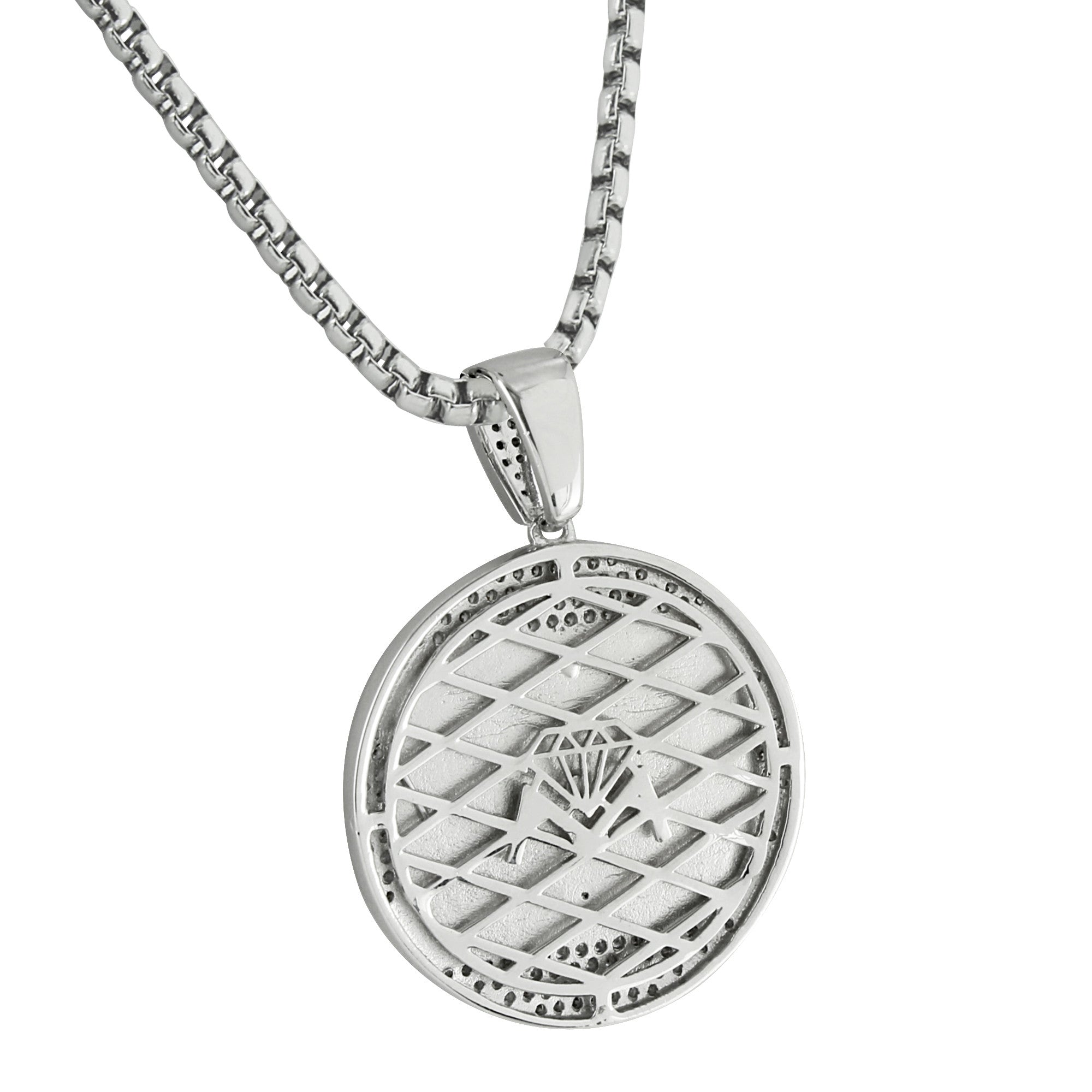 White Gold Finish Last Supper Pendant with Simulated Diamonds - Stainless Steel Religious Jewelry for Men & Women - Perfect for Gifts, Church Events, and Daily Faith Wear