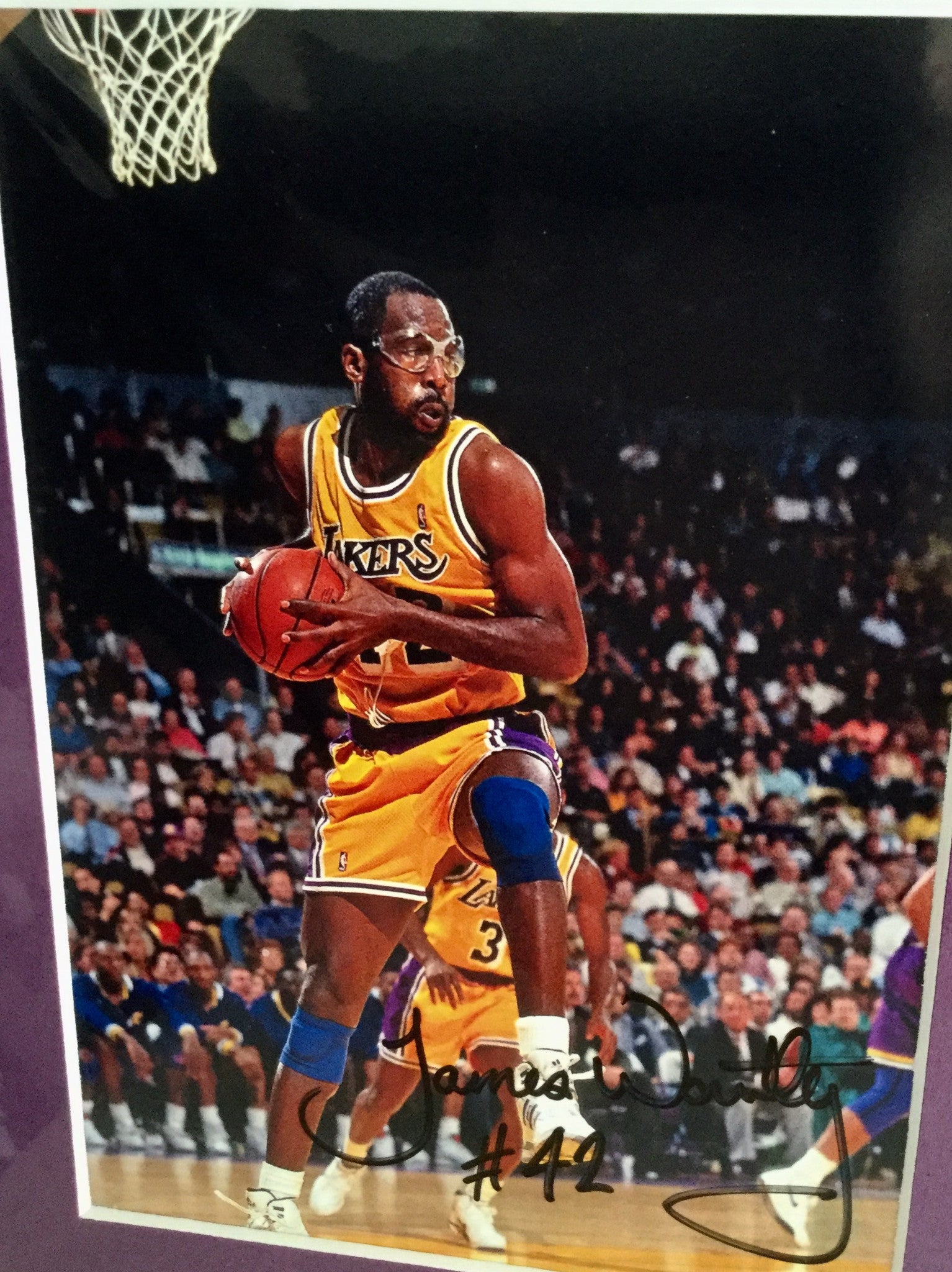 James Worthy NBA Signed Lakers Photo with COA - Rare Collectible Memorabilia for Basketball Fans and Sports Enthusiasts - Perfect for Man Cave, Game Room, or Gift for Lakers Fans