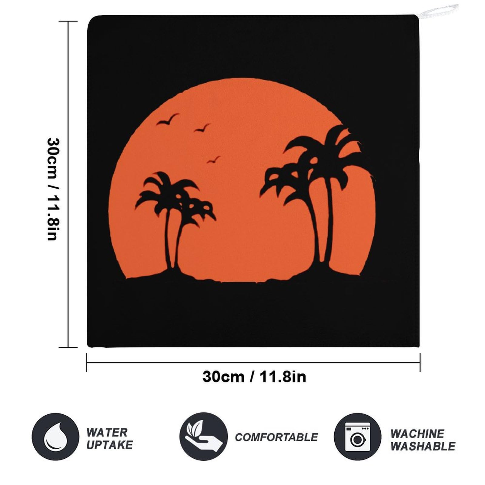 Sunset Palm Tree Soft Hanging Hand Towels - Super Absorbent Washcloths with Hanging Loop (4 Pack) - Perfect for Bathroom, Kitchen, Beach & Travel