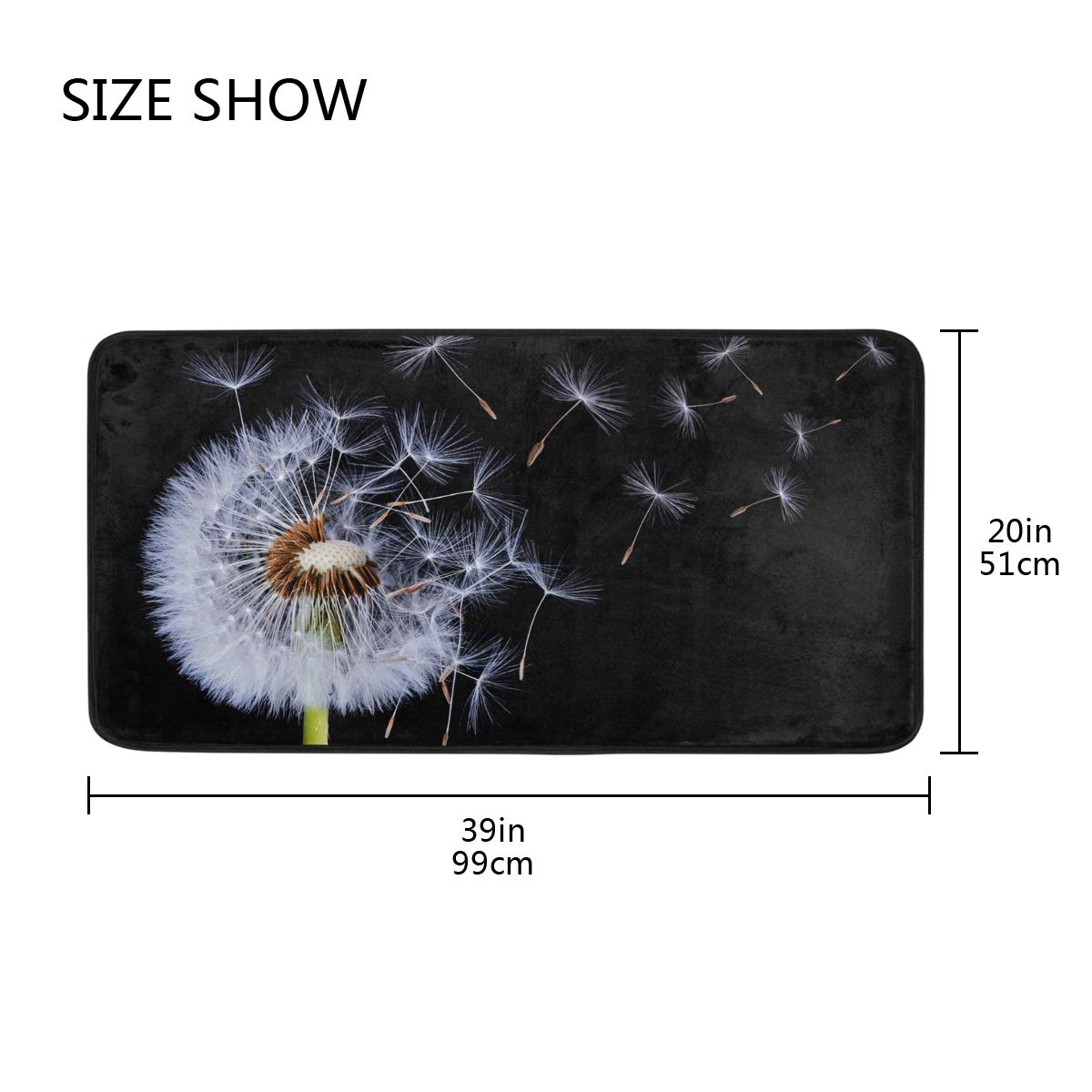 Susiyo Dandelion Kitchen Rug Mat - Anti-Fatigue, Non-Slip Floor Mat with Oil & Stain Resistance - Easy Clean Indoor/Outdoor Kitchen & Bath Mat - Perfect for High-Traffic Areas, Sink Stations & Entryways