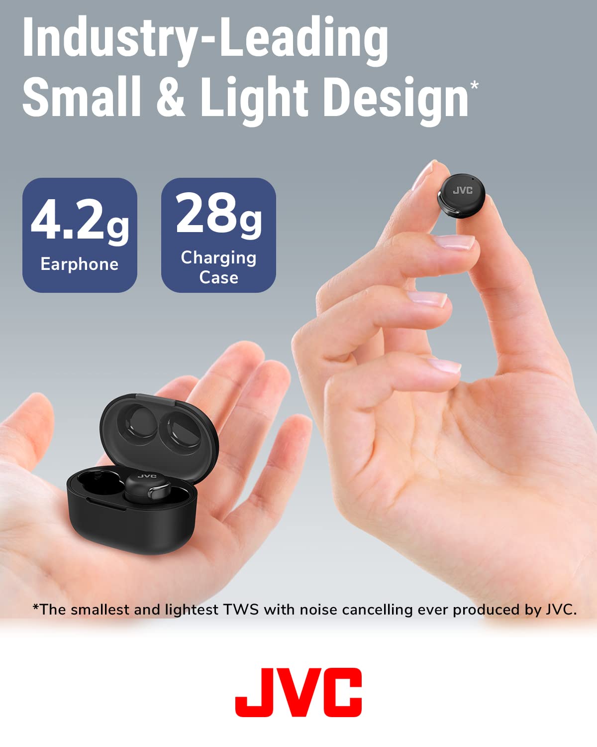 JVC HAA30TB True Wireless Earbuds with Active Noise Cancellation, Bluetooth 5.2, 21H Playtime - Low Latency Gaming & Movie Mode, Compact Comfort Fit (Black) | Perfect for Commuting, Workouts & Travel