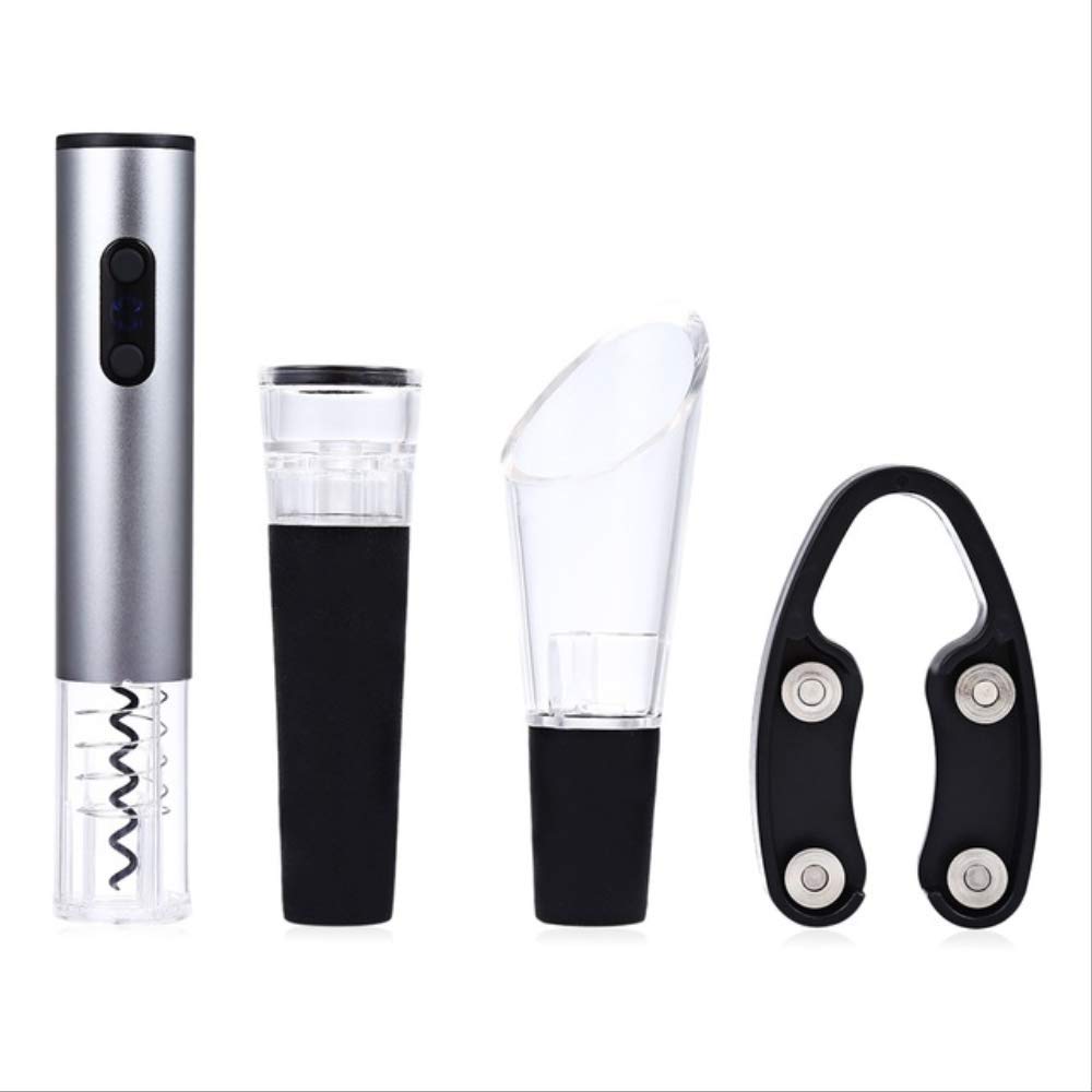 Electric Wine Bottle Opener Set - Automatic Cordless Corkscrew with Foil Cutter & Vacuum Pourer (4-Piece) | Perfect for Home Bars, Parties & Wine Tasting Gifts