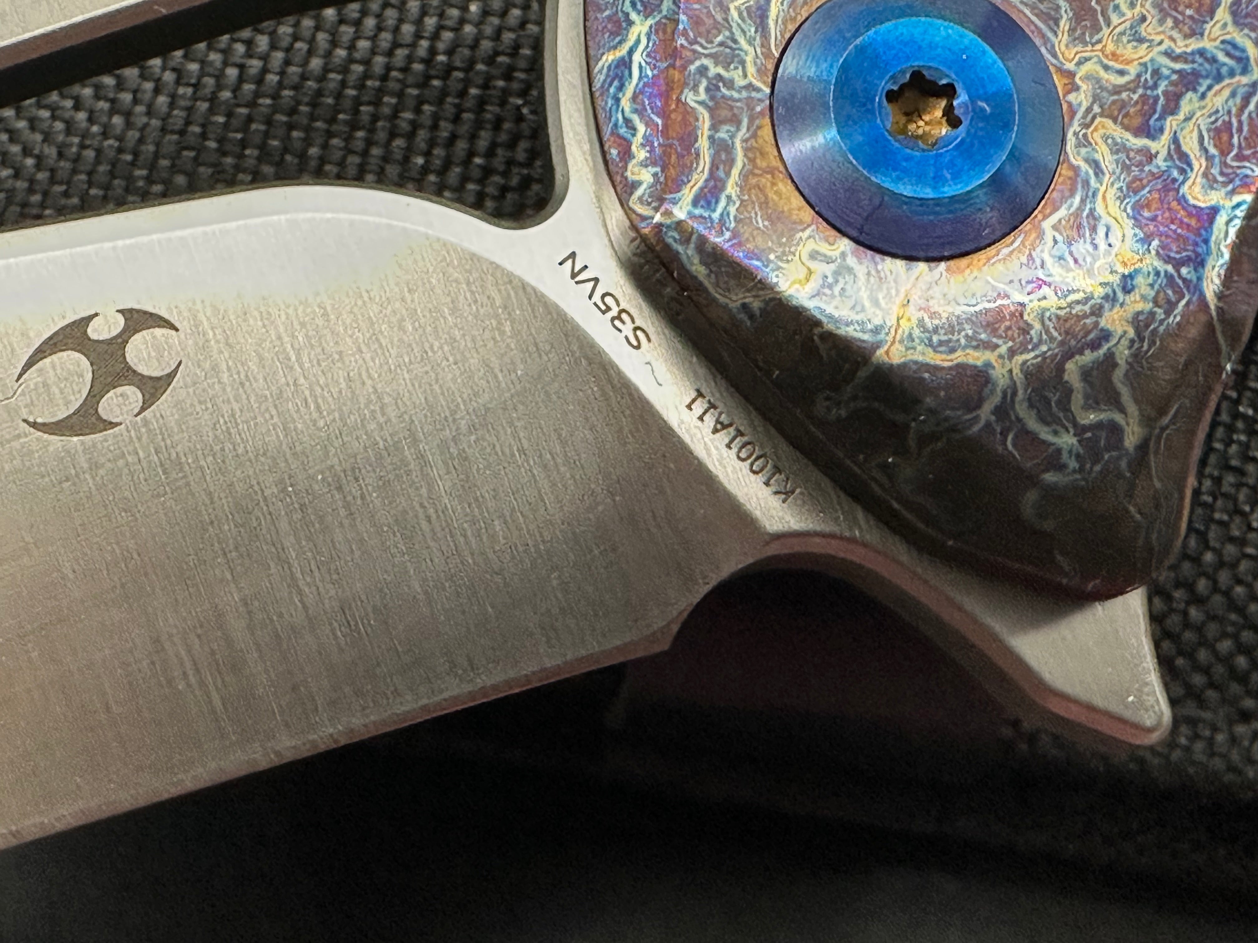 KANSEPT KRYO Lightning Strike Titanium Handle Folding Pocket Knife with S35VN Plain Edge - EDC, Outdoor Camping, Survival Gear