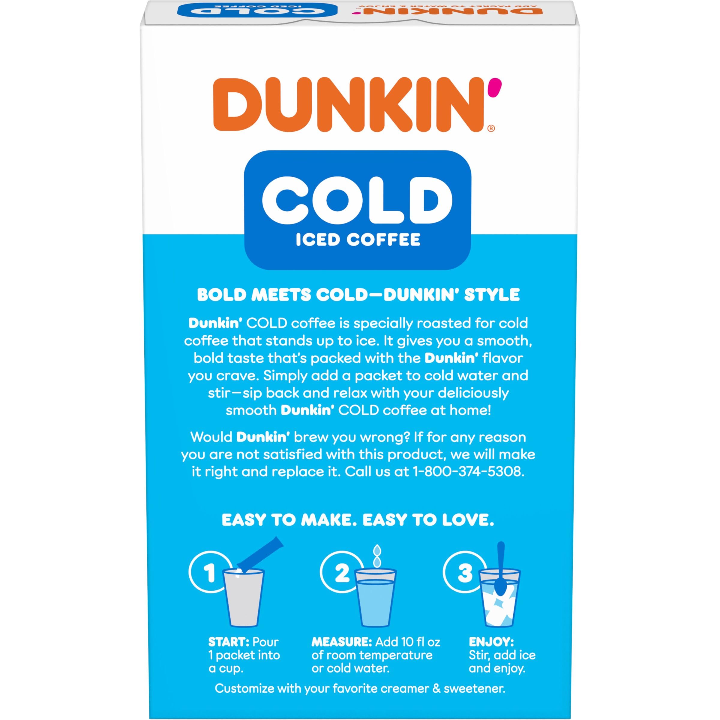 Dunkin’ Cold Iced Coffee Powdered Instant Coffee Packs - 6 Count - Perfect for Home, Office & On-The-Go Refreshment