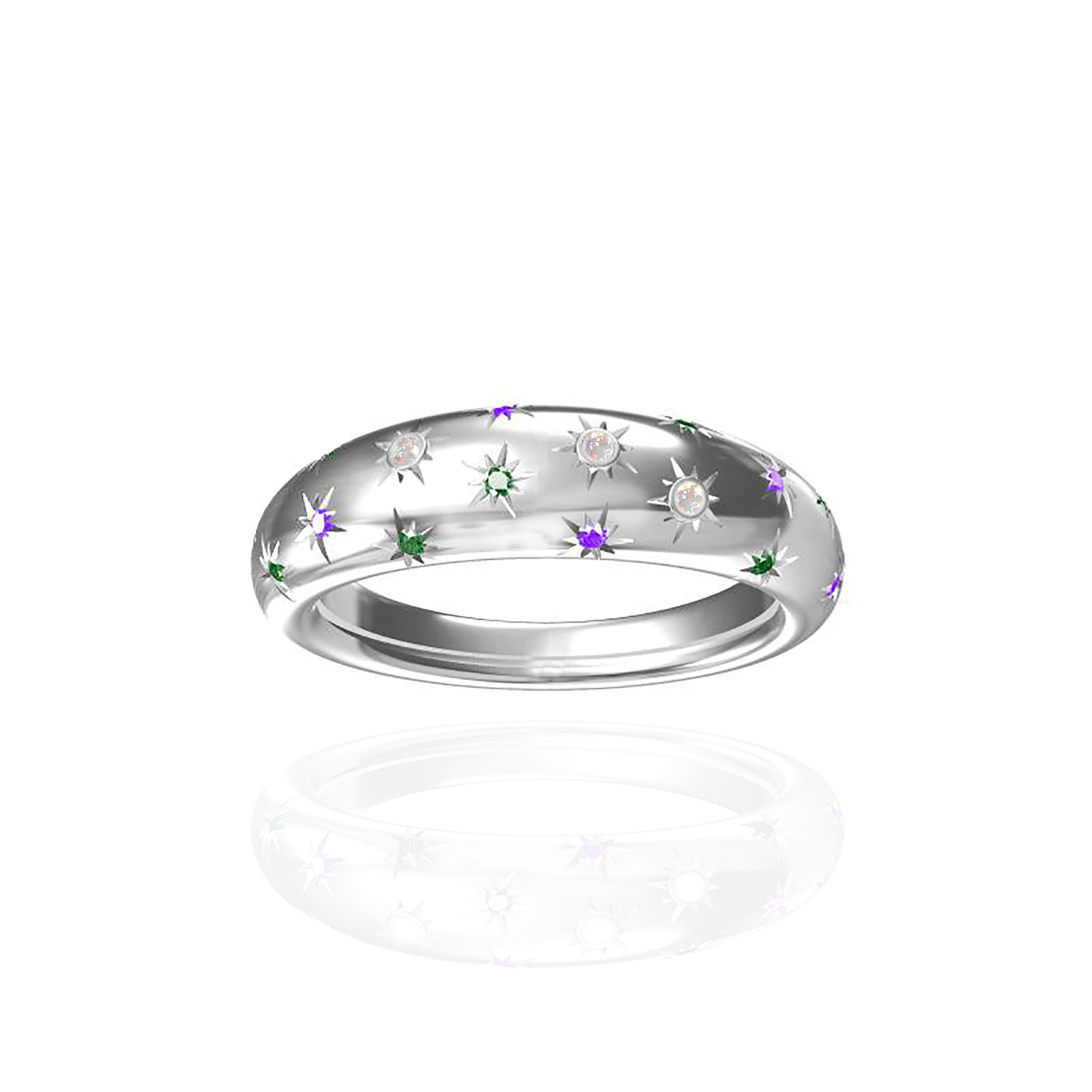 Stellar Bliss: Personalized Birthstone Ashes Ring for Memorial Jewelry - Perfect for Keeping Loved Ones Close in Everyday Life
