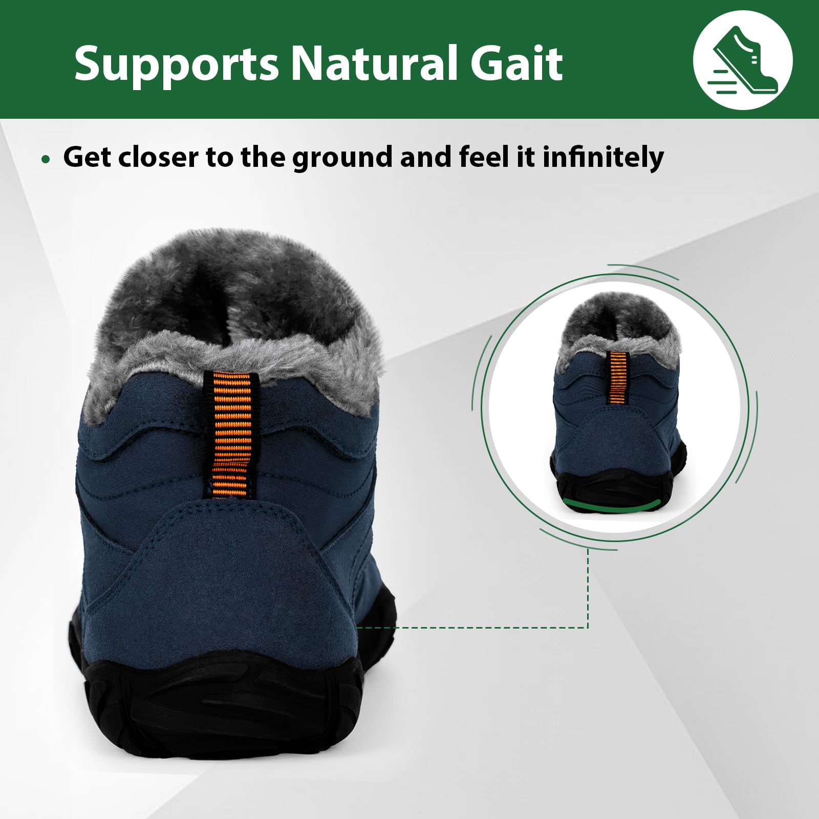 Winter Barefoot Shoes for Women & Men - Waterproof Minimalist Snow Boots with Wide Toe Box & Non-Slip Sole - Perfect for Running, Walking & Outdoor Activities in Cold Weather