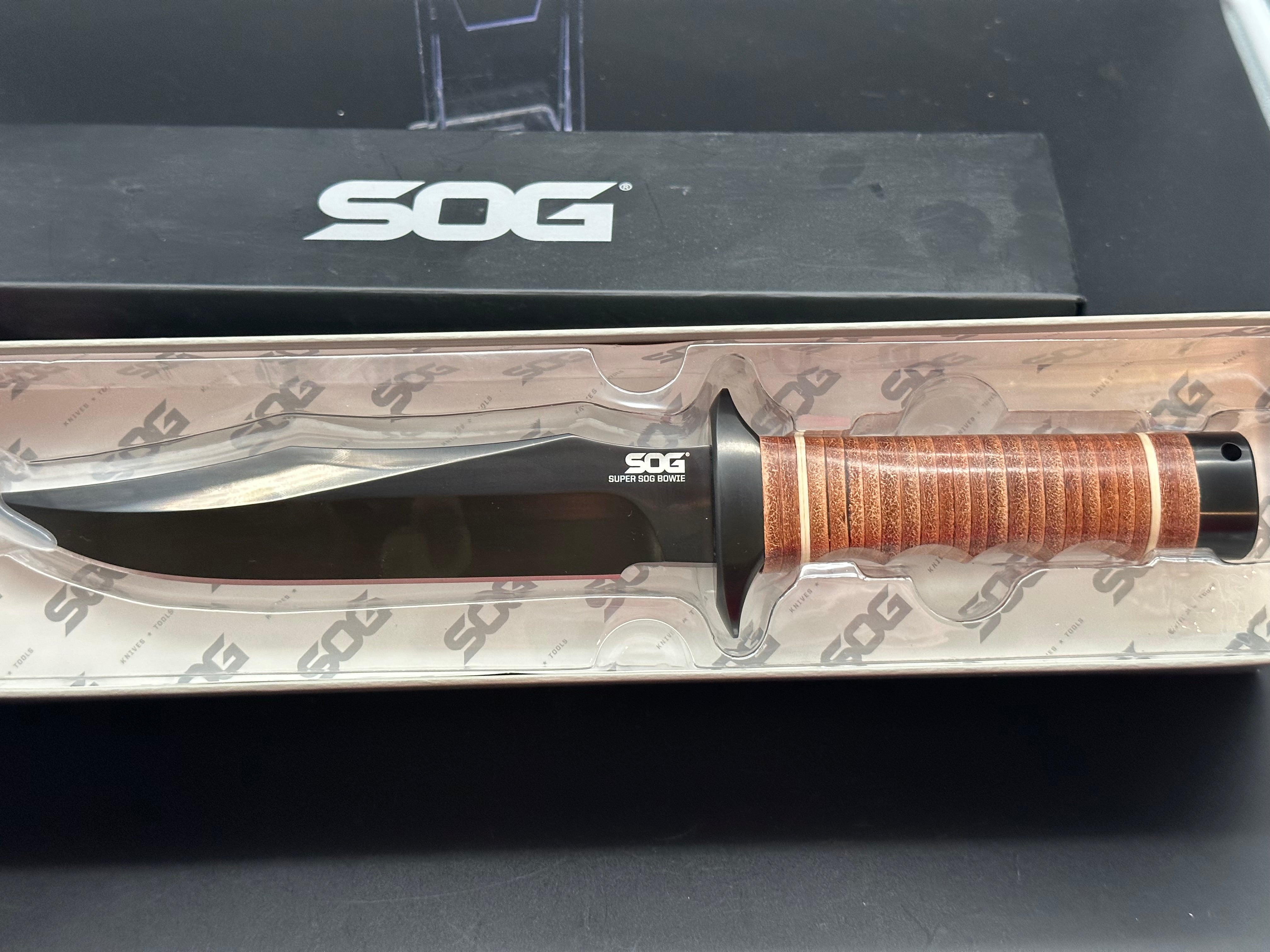 SOG Super Bowie Tactical Knife - High Carbon Stainless Steel Blade, Ergonomic Grip - Perfect for Outdoor Camping, Hunting, and Survival Adventures