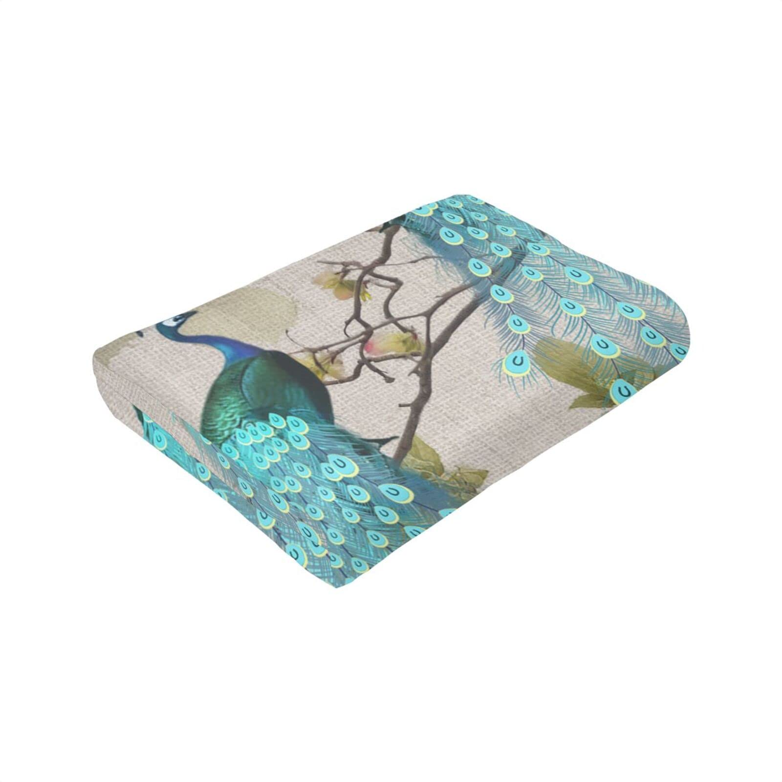 Peacock Flannel Fleece Throw Blanket 50