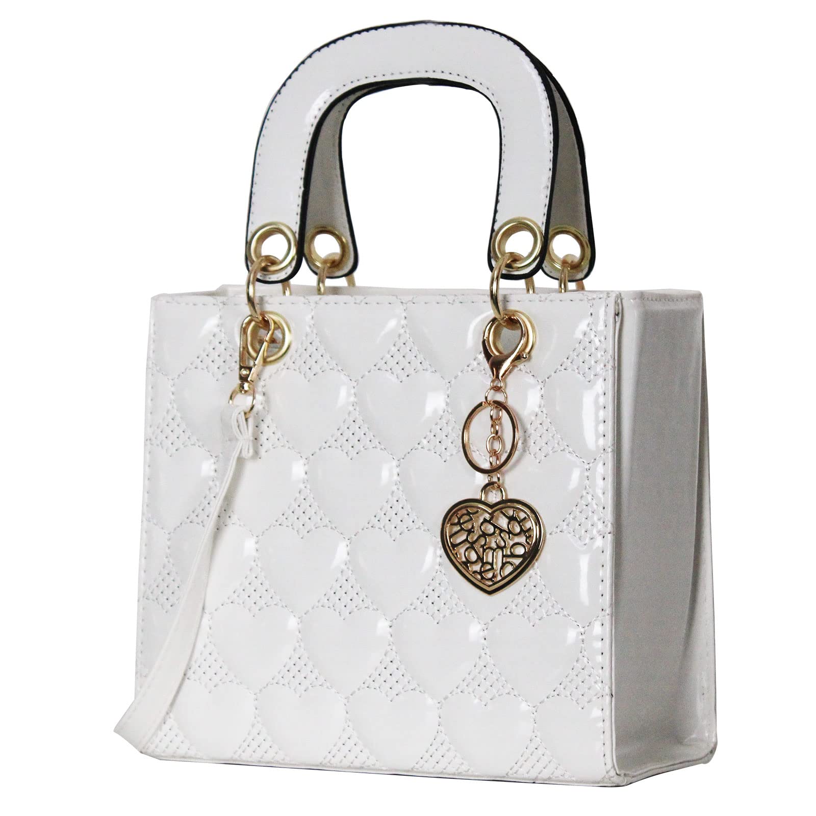 Women's Fashion Heart-Shaped Patent Leather Handbag - PU Leather Top Handle Shoulder Satchel Tote Crossbody Purse for Ladies | Perfect for Date Night, Valentine's Gift & Everyday Use