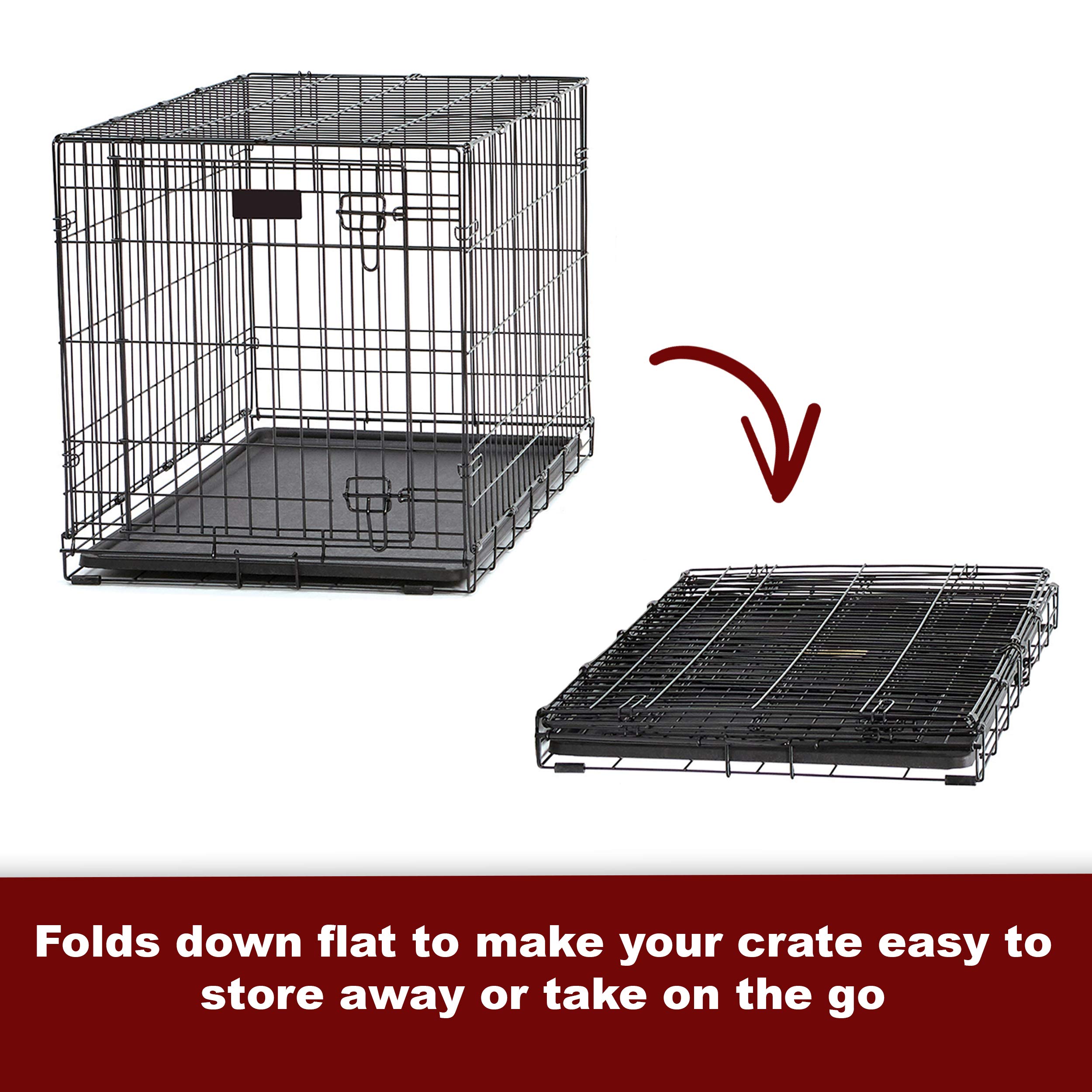 MidWest Homes for Pets Ultima Pro Series 36 Inch Heavy Duty Dog Crate - Double Door Foldable Metal Dog Kennel with Divider Panel, Roller Feet & Leak-Proof Tray - Perfect for Large Breed Dogs, Travel & Home Training
