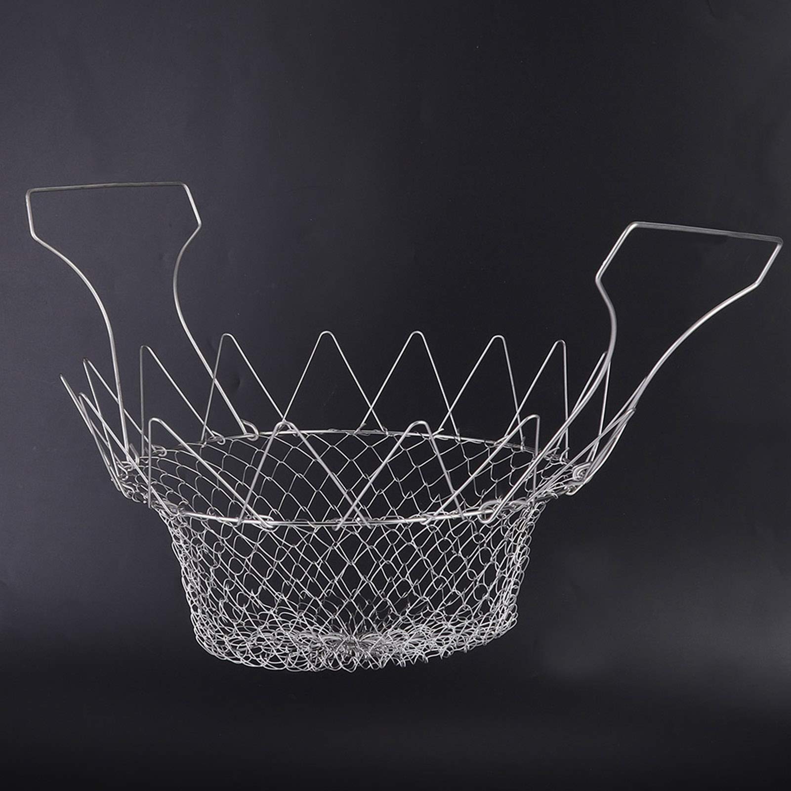 YUYTE Foldable Frying Net Basket - Stainless Steel Food Strainer for Deep Frying & Cooking | Perfect for French Fries, Chicken Wings & Vegetables | Kitchen & Restaurant Use