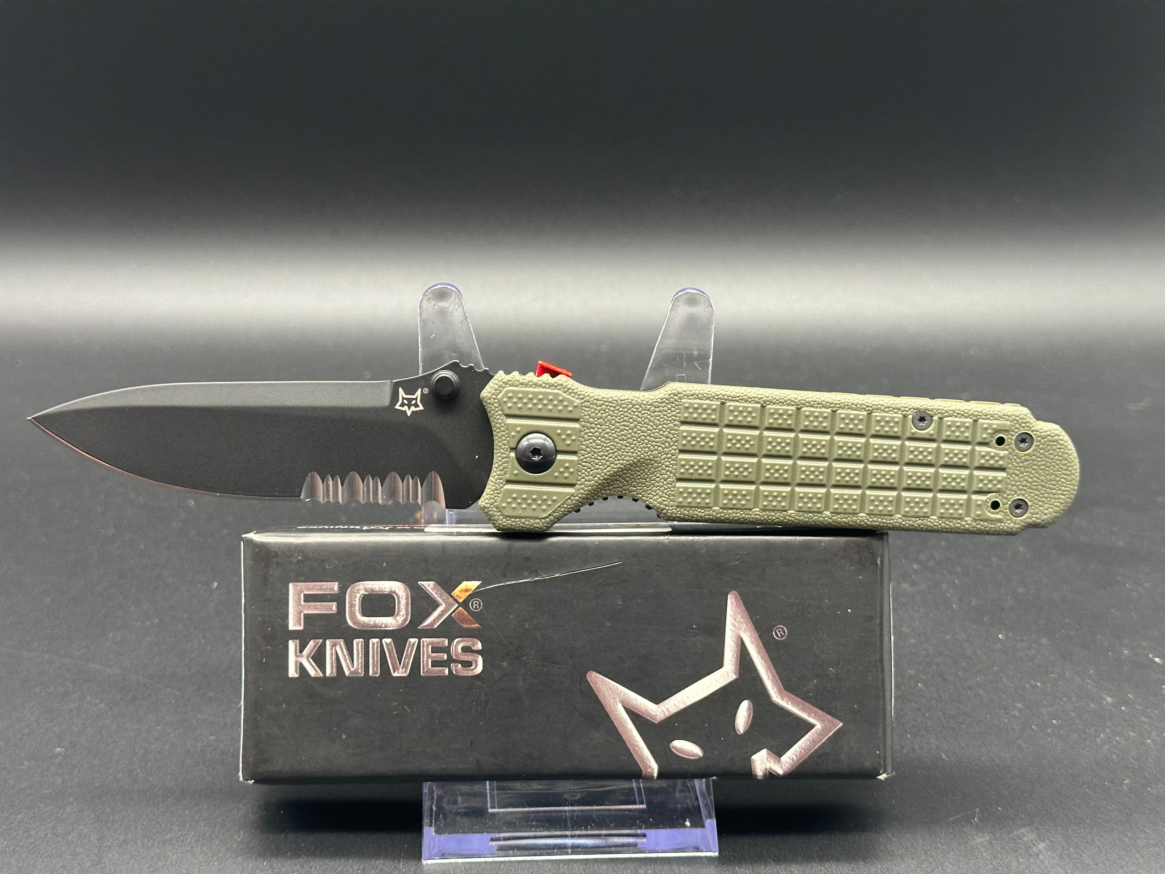 Fox Knives PREDATOR II Liner Lock Folding Knife - OD Green Tactical EDC Pocket Knife for Outdoor Camping, Hunting & Survival Gear