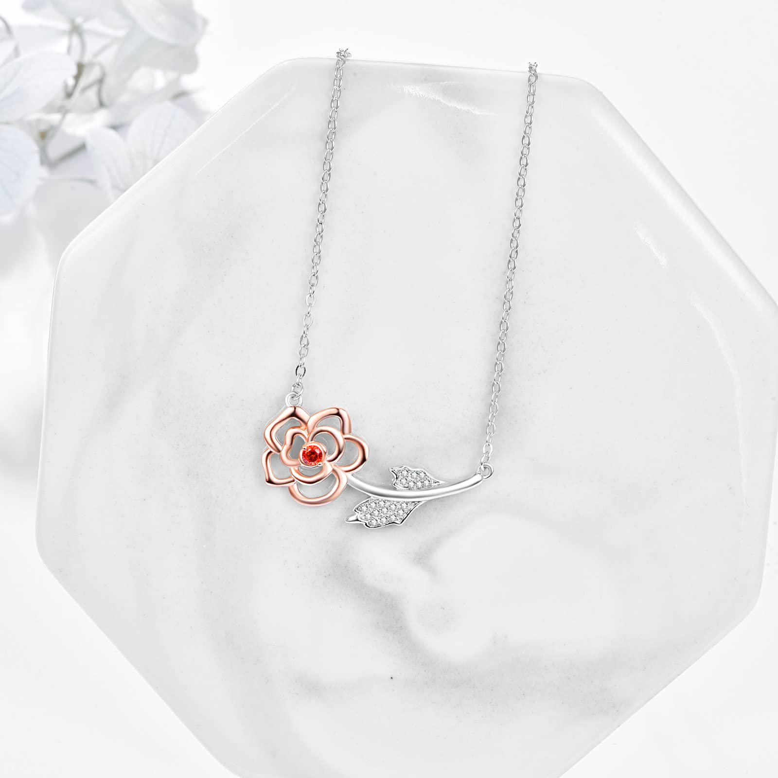 Dreamy Rose Flower Necklace for Women - 925 Sterling Silver Rose Pendant Jewelry | Elegant Birthday, Anniversary & Wedding Gift for Her | Perfect for Romantic Dates, Proposals & Special Occasions
