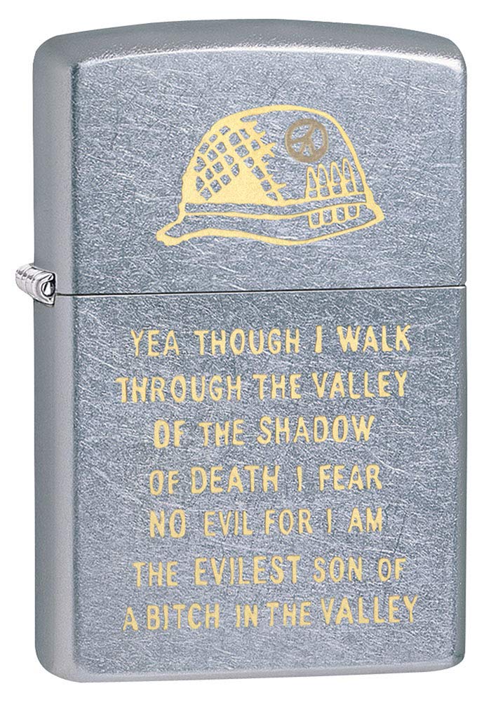 Zippo Lighter Vietnam Trench Art Evilest Engraved Street Chrome 80775 - Vintage Collectible Windproof Lighter for Outdoor Camping, Hiking & Survival Gear