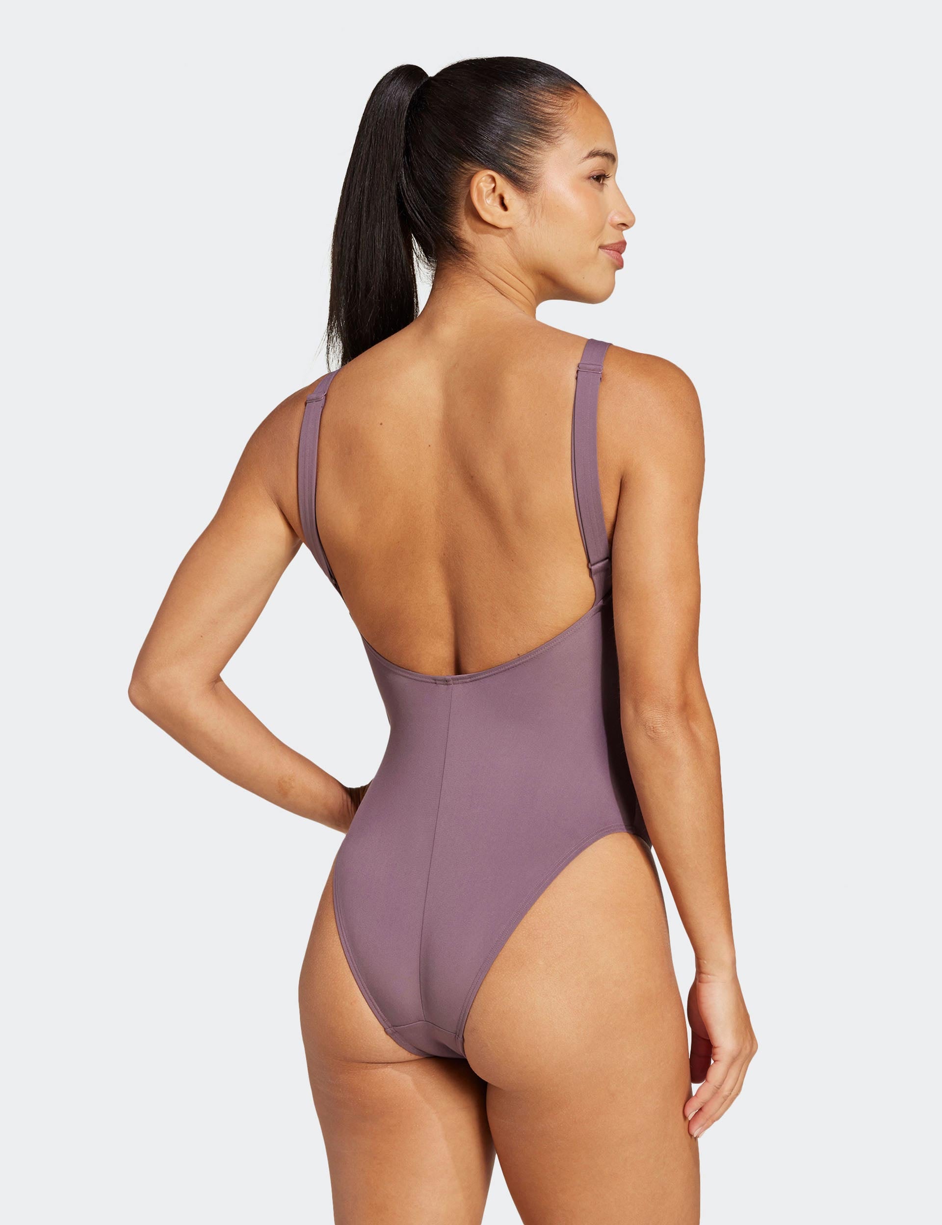 Iconisea Padded U Back Swimsuit - Shadow Fig/White - Comfortable & Supportive One Piece Bathing Suit for Women - Perfect for Beach, Pool & Summer Vacations
