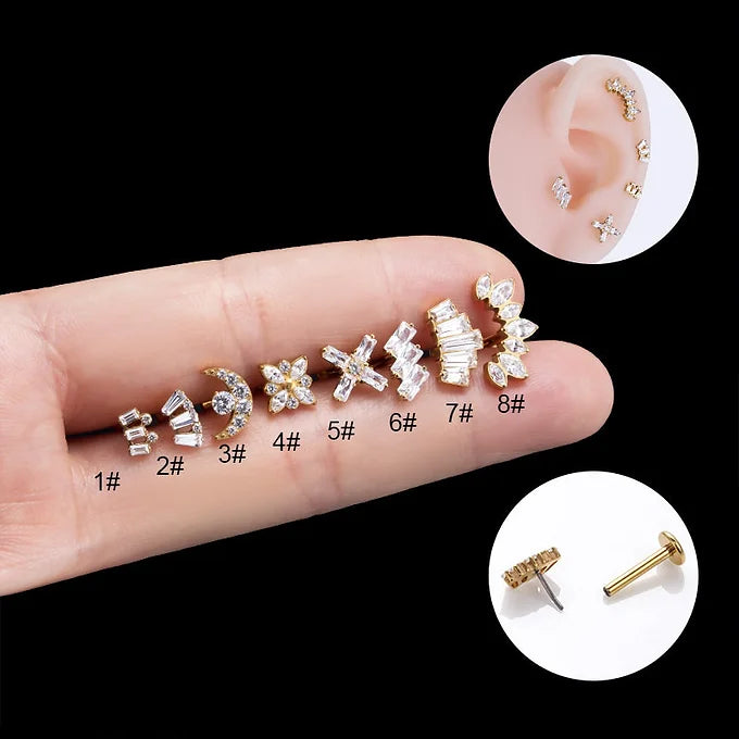 16G Titanium Cartilage Lip Stud Piercing Jewelry - Hypoallergenic Push Pin Earrings for Tragus, Helix, or Nose Piercing - Perfect for Everyday Wear or Special Occasions