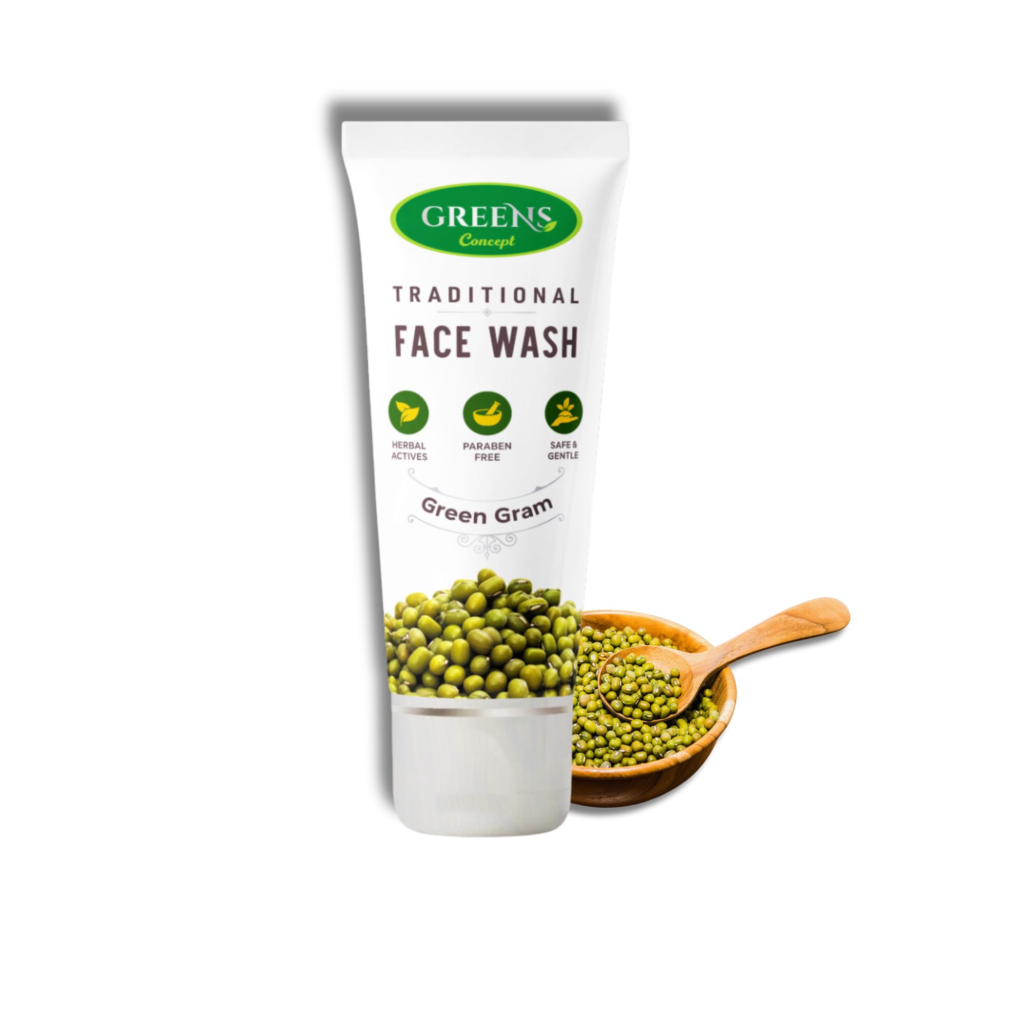 Green's Concept Traditional Green Gram Face Wash for Sensitive Skin - 120ml Natural Cleanser | Gentle Exfoliation & Skin Rejuvenation | Perfect for Daily Skincare Routine & Sensitive Skin Care