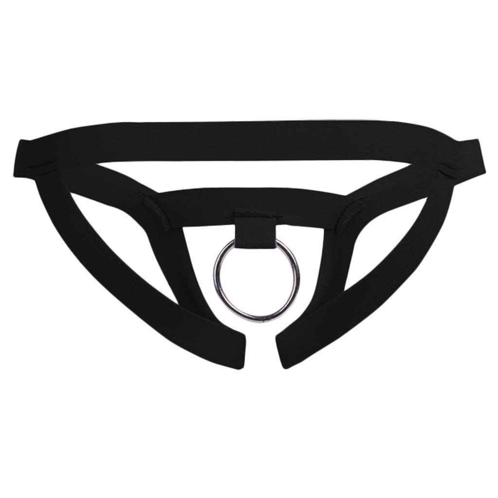 Sexy Men's Stretch G-String Thong Underwear - Low Waist T-Back Micro Thong Briefs in Solid Black (One Size) | Exotic Fashion Ring Design for Clubwear, Lingerie & Intimate Moments