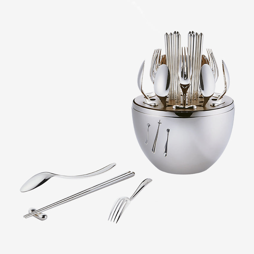 Christofle 24-Piece Silver Plated Mood Asia Flatware Set - Elegant Dining Utensils for Fine Dining, Weddings & Special Occasions