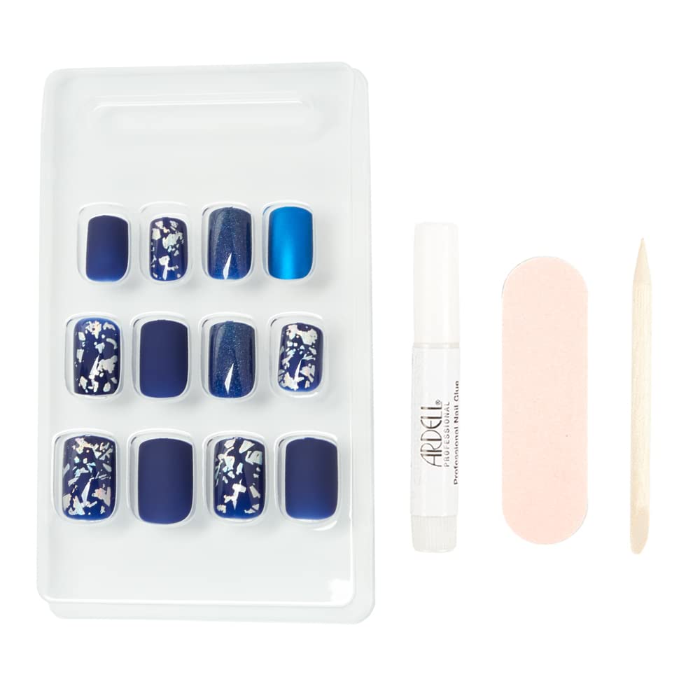 Ardell Nail Addict Premium Artificial Nail Set - Matte Blue Press On Nails for Women, Reusable Fake Nails with Glue | Perfect for Parties, Weddings, and Everyday Wear