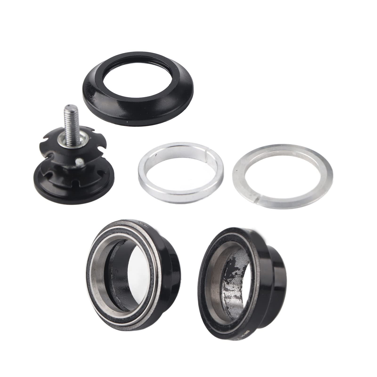 34mm Aluminum Alloy Headset Bearing for 28.6mm Straight Steerer Fork - Black | Durable Bike Headset for Mountain & Road Bicycles