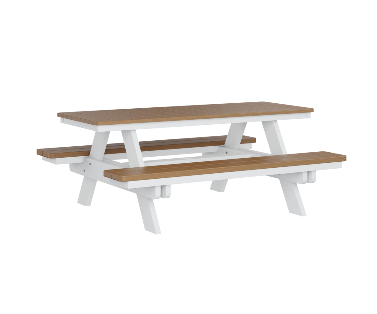 Berlin Gardens Rectangular Picnic Table - Outdoor Dining Set for Patio, Backyard, and Park - Heavy Duty Weather-Resistant Wooden Picnic Bench with Umbrella Hole
