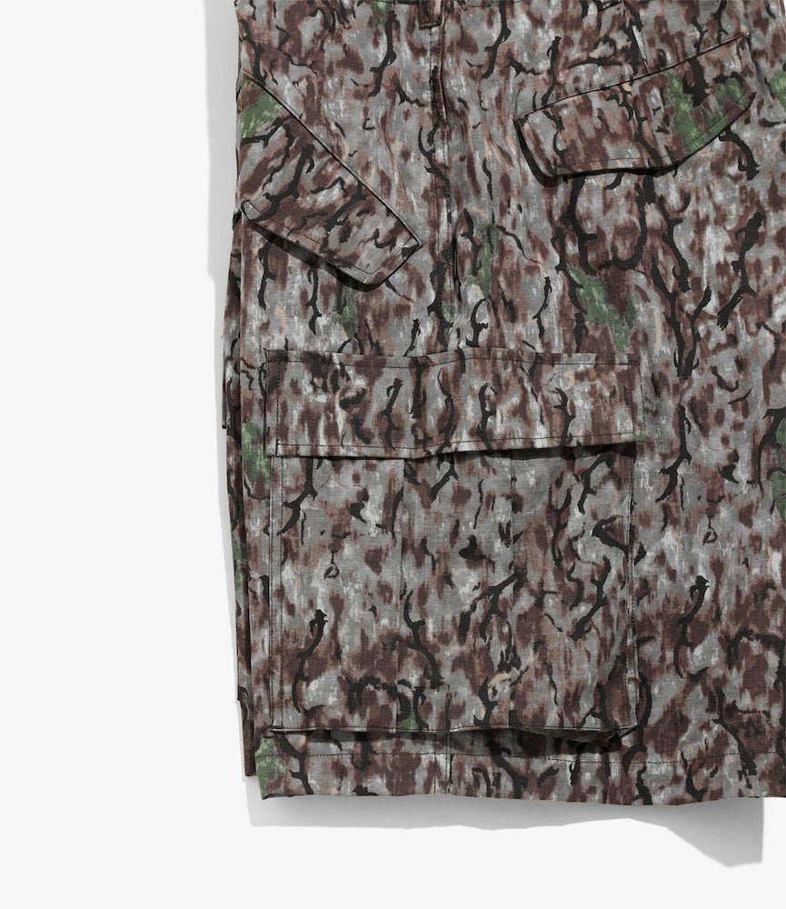Men's Belted BDU Shorts - Cotton Ripstop Fabric, S2W8 Horn Camo Pattern - Military Tactical Shorts for Outdoor Hunting & Airsoft