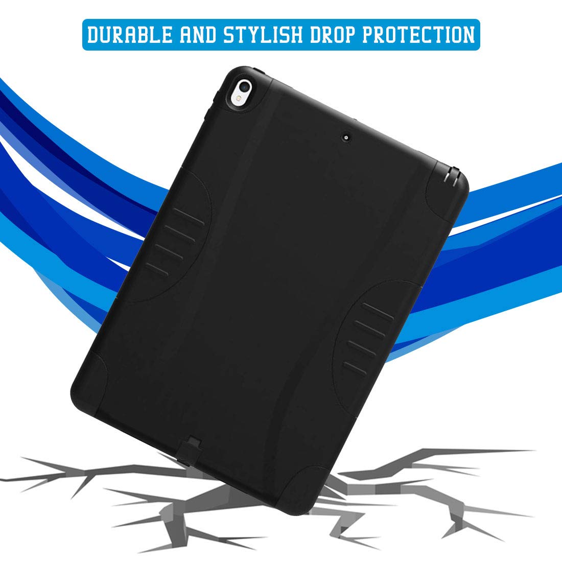 Rome Tech Rugged Shockproof Case for Apple iPad Pro 10.5 (A1701/A1709/A1852) & iPad Air 3rd Gen (2019 Model A2153/A2123/A2154/A2152) - Heavy Duty Protective Cover with Military-Grade Drop Protection - Perfect for Outdoor Use, Construction Sites & Travel - Black