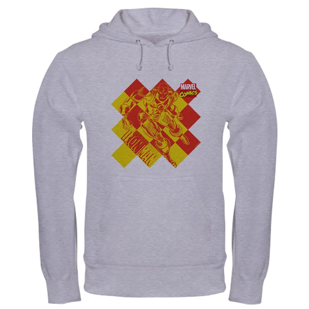 Iron Man Checkered Hooded Sweatshirt - Marvel Superhero Graphic Pullover for Men & Women | Perfect for Cosplay, Comic Con & Casual Wear