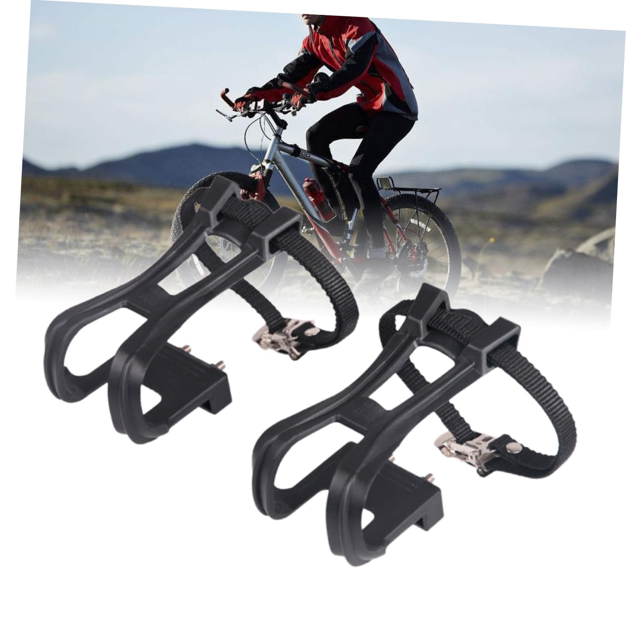 1 Pair Road Bike Clip Pedals - Lightweight Cycling Toe Clips for Secure Foot Lock - Perfect for Road Biking, Commuting & Indoor Cycling Training