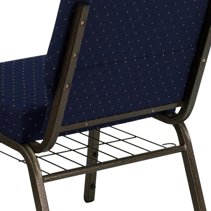 FLASH HERCULES Series 21''W Church Chair with Book Rack - Beige Fabric & Copper Vein Frame - Perfect for Churches, Chapels, and Event Venues