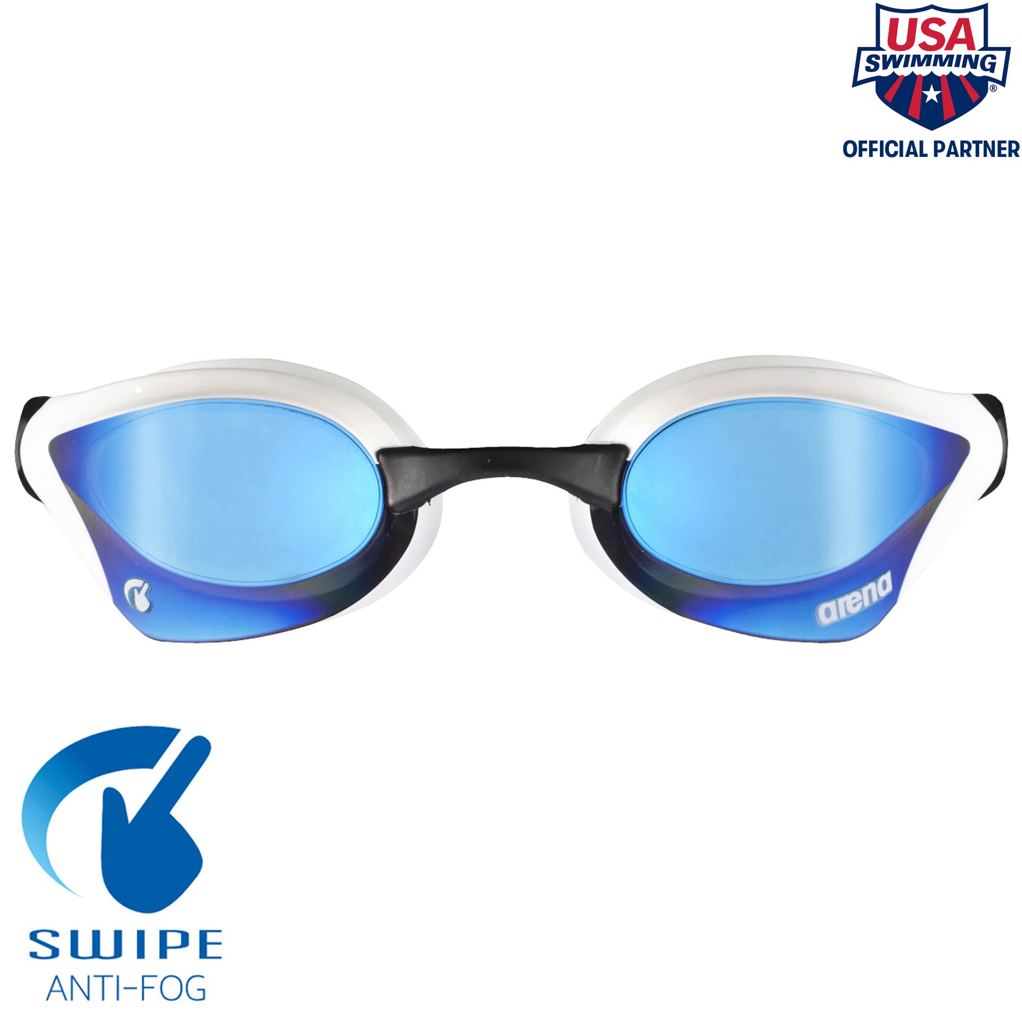 ARENA Unisex Cobra Core Swipe Anti-Fog Racing Swim Goggles for Men & Women - Polycarbonate Mirror/Non-Mirror Lens - Perfect for Competitive Swimming, Training & Lap Swimming