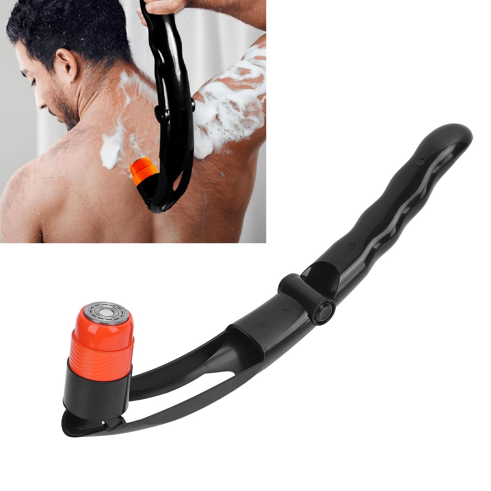Rechargeable Men's Back Hair Trimmer - Ergonomic Long Handle Electric Shaver for Body Grooming & Hair Removal - Detachable & Easy to Use for Smooth Skin at Home or Gym