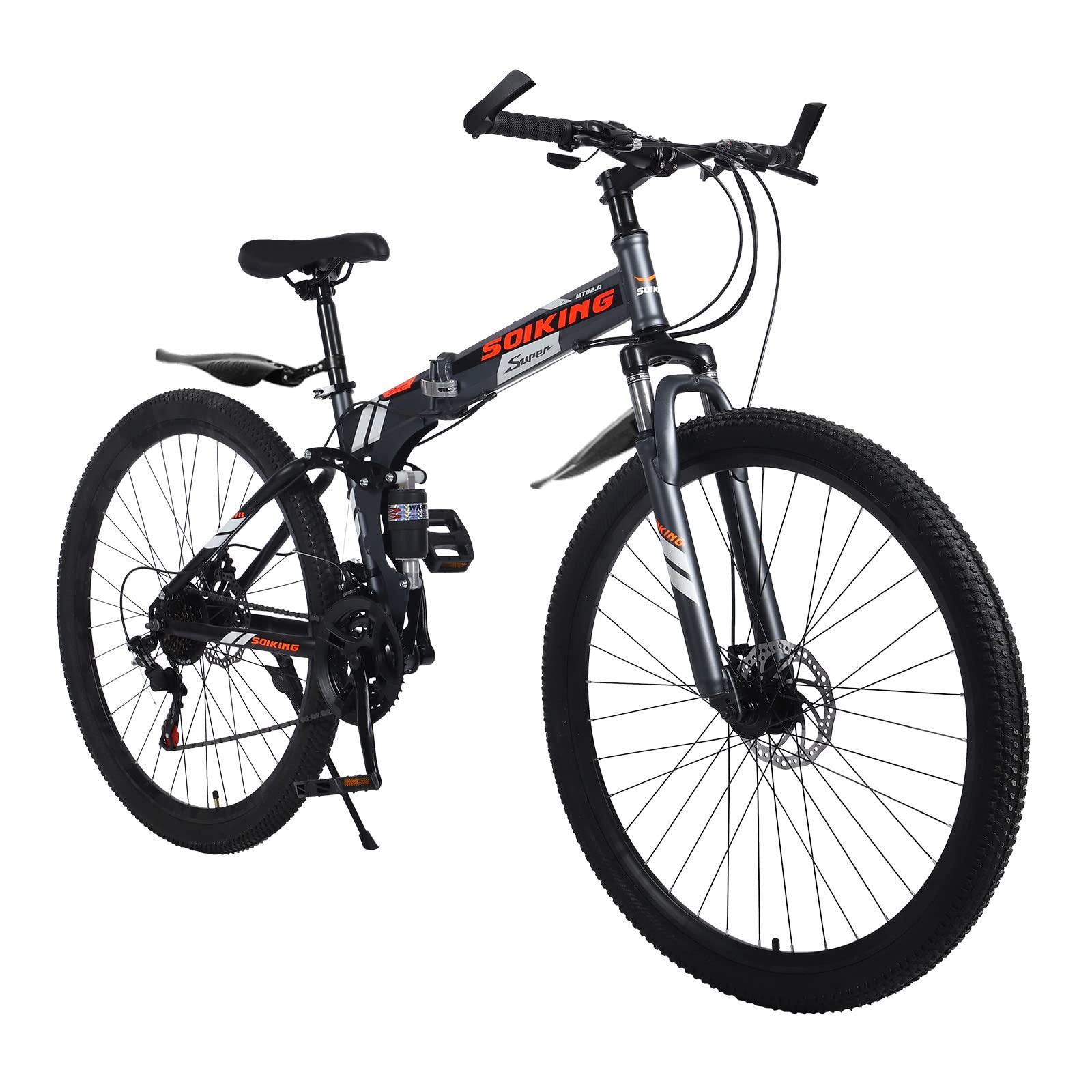 29 Inch 21-Speed High Carbon Steel Mountain Bike with Double Disc Brake - Foldable Design for Women (24 Inches) - Perfect for Commuting, Trail Riding & Outdoor Adventures
