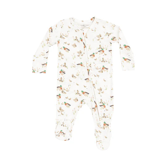 Bamboo 2-Way Zipper Footie Pajamas - Soft & Cozy Duckling Family Print Baby Sleepwear for Boys & Girls | Perfect for Bedtime & Nursery