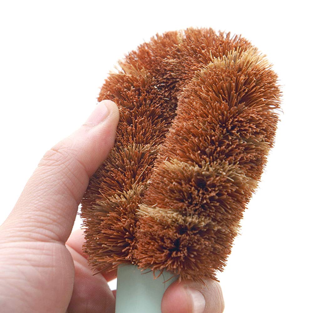 Eco-Friendly Natural Coconut Fiber Dish Scrub Brush - Set of 2 for Kitchen Cleaning, Pots & Pans Scouring - Biodegradable Household Cleaning Brush for Sustainable Home