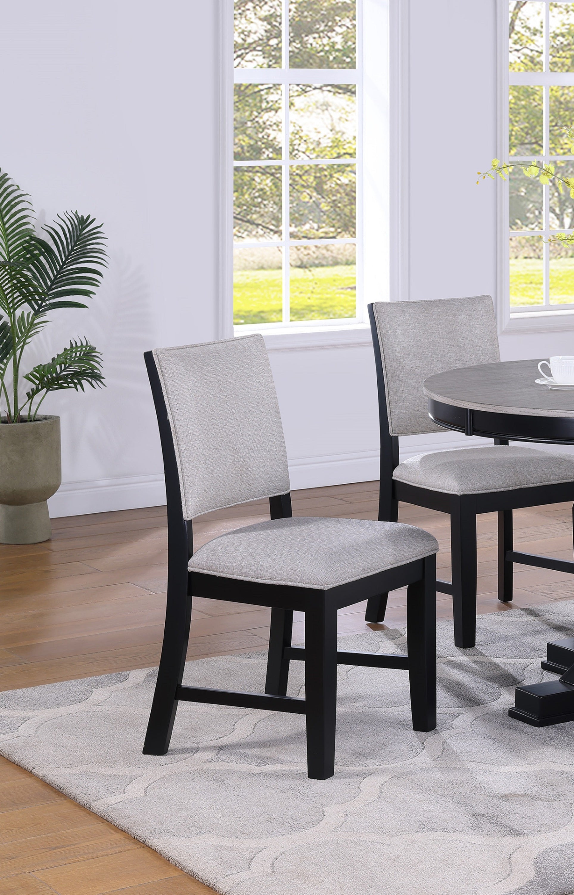 2-Piece Gray Fabric Upholstered Side Chairs with Black Wooden Frame - Modern Dining Room Accent Chairs for Kitchen, Living Room, and Office