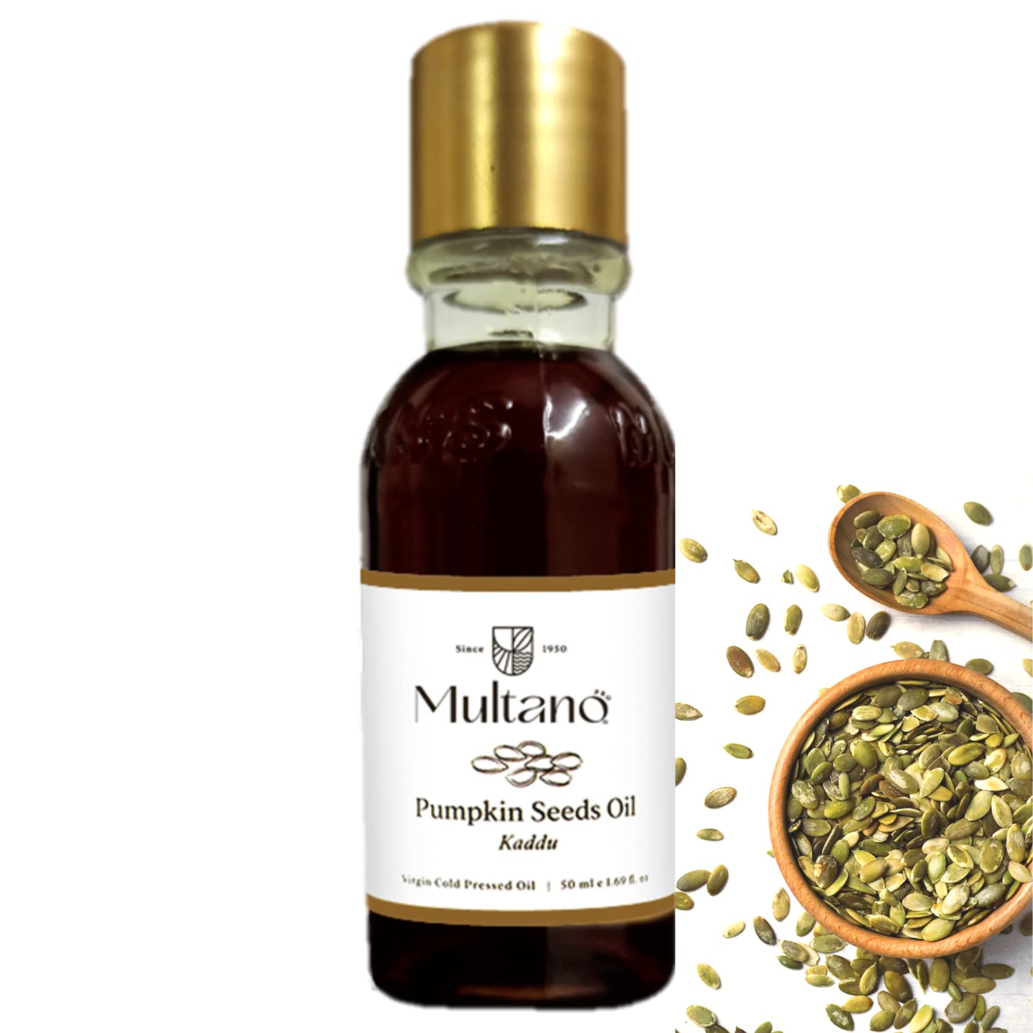 Organic Cold Pressed Pumpkin Seed Oil for Hair Growth & Skin Care - 100% Pure Undiluted Carrier Oil for Nails, Lips & Face Moisturizer | Natural Treatment for Dry Scalp & Anti-Aging | Perfect for DIY Beauty Recipes & Massage Therapy (50ml)