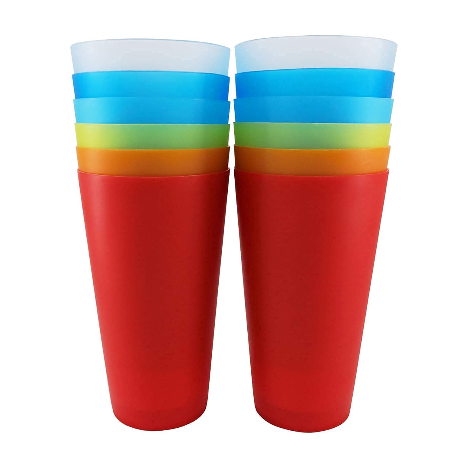 AOYITE 32oz & 22oz Reusable BPA-Free Plastic Cups with 10 Inch Dinner Plates Set - Dishwasher Safe Drinkware for Parties, Picnics & Everyday Use