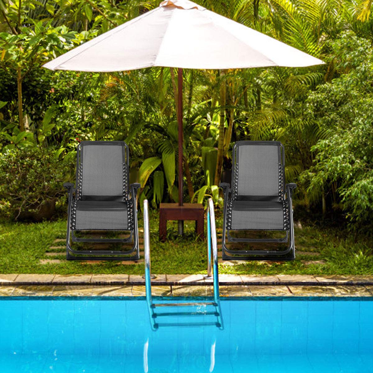Premium Zero Gravity Chair - Oversized Outdoor Lounge Chair with Cup Holder & Detachable Pillow, 500lbs Weight Capacity, Foldable Patio Recliner for Backyard, Poolside, Beach, Camping & Relaxation (Black) - Perfect for Sunbathing, Reading & Outdoor Lounging