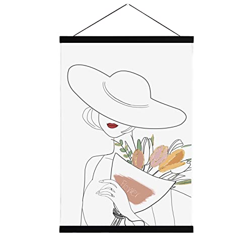 EyeArtHouse Fashion Female Line Art Canvas Wall Decor - 16”X24” Modern Artwork Prints with Magnetic Poster Frames, Ready to Hang - Perfect for Bedroom, Bathroom & Living Room Wall Decoration