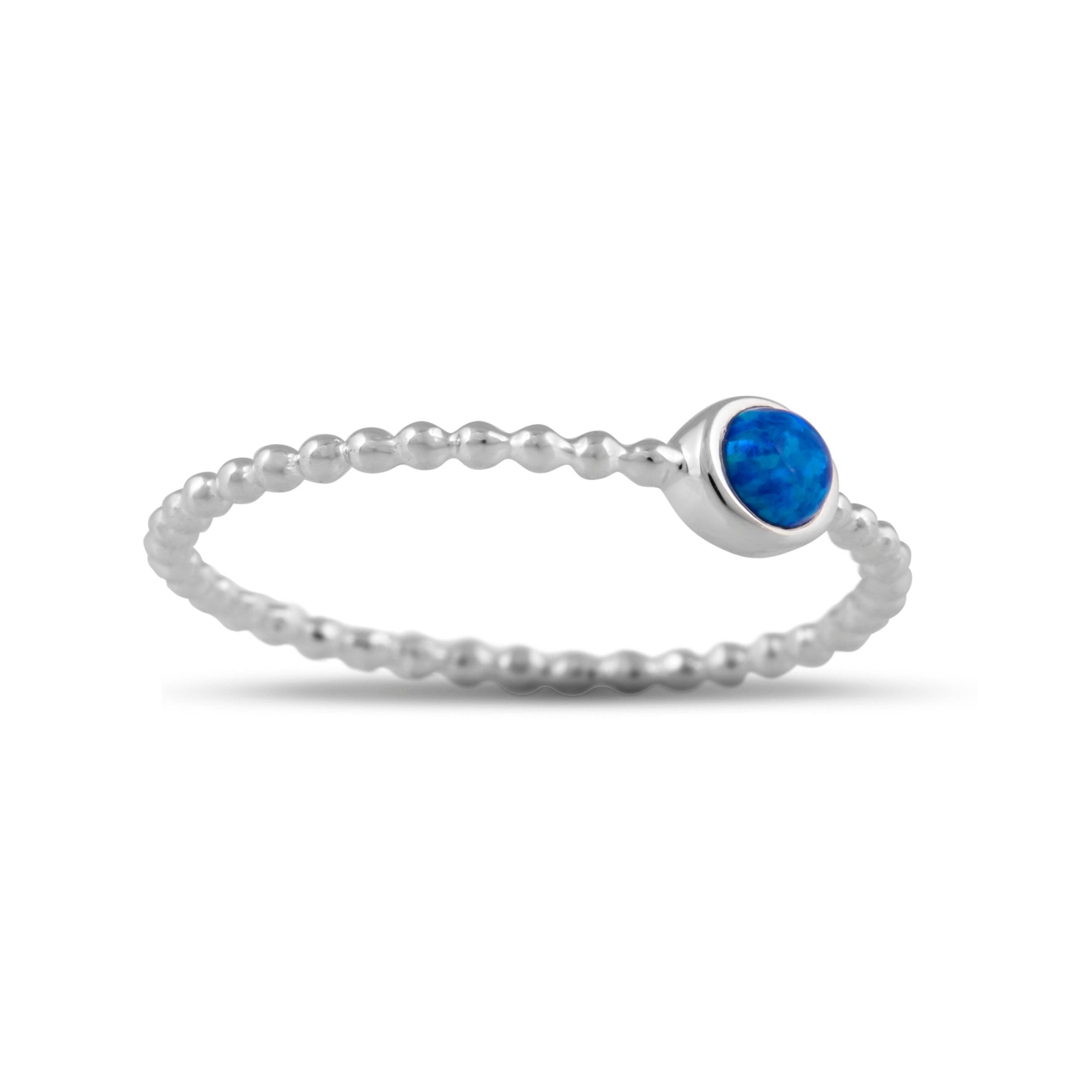 Halo Blue Opal Ring for Women – Elegant Sterling Silver Gemstone Jewelry for Engagement, Wedding & Everyday Wear
