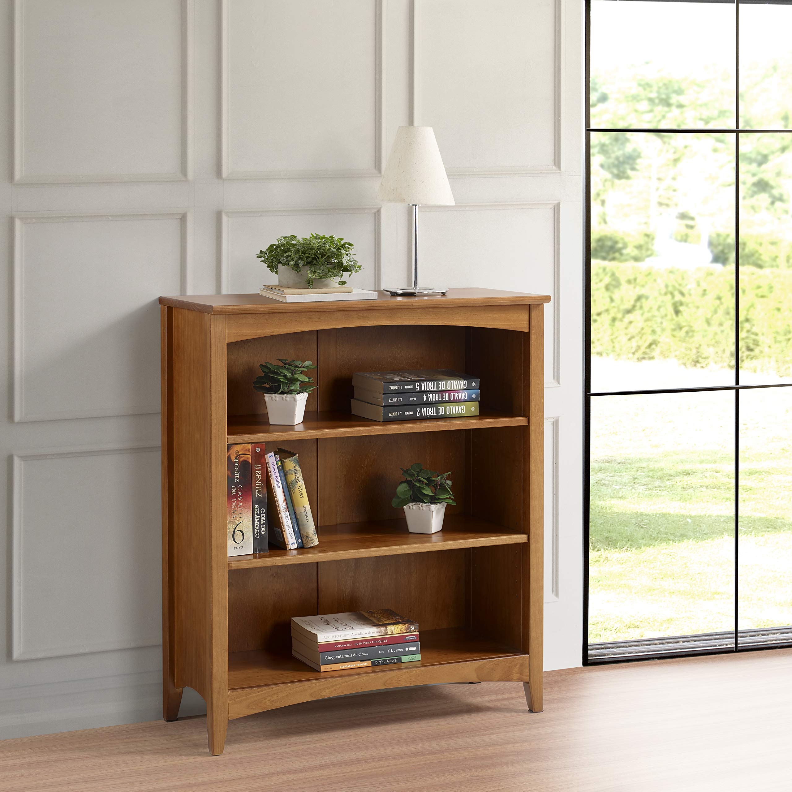 Shaker Style Bookcase 36 Inches Tall in Cherry Finish - Perfect for Living Room, Office, or Library Storage
