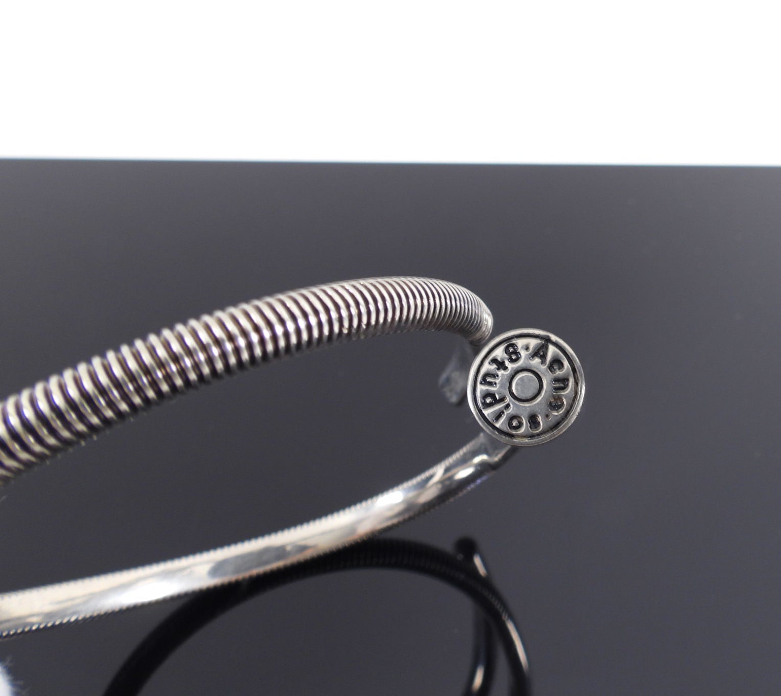 Acne Studios Silver-Tone Nail Bangle Bracelet for Women - Minimalist Cuff Jewelry for Everyday Wear & Special Occasions