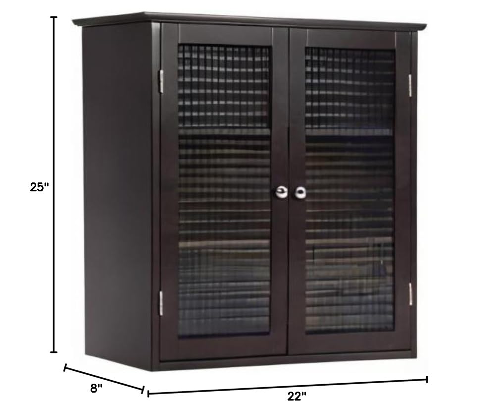 Sturdy Wood Espresso Medicine Cabinet with Glass Doors - Wall Mount Bathroom Storage Organizer with Adjustable Shelves & Double Plating Handles (22