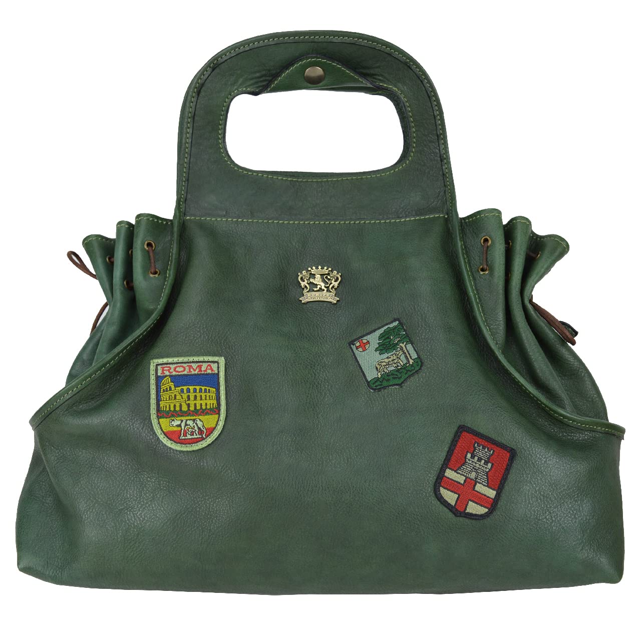 Premium Pratesi Leather Handbag for Women - Genuine Cowhide Gaiole Tote in Bruce Dark Green | Stylish & Durable Designer Purse for Work, Travel & Everyday Use